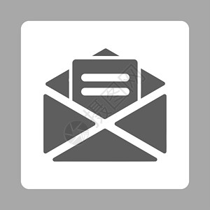 开放邮件图标通讯明信片银色按钮邮资信封电子邮件垃圾邮件数据正方形背景图片