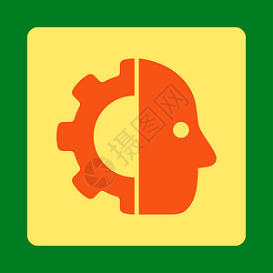 创意黄色人图标Cyborg 图标正方形工厂机器人力学机械字形机器合作配置背景背景