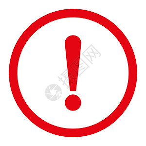 感叹符号 平面红颜色 圆形光栅图标惊呼警报安全感叹号字形指针事故警告风险失败背景图片