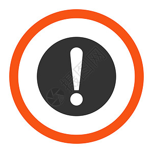 按橙色错误问题平平橙色和灰色四角光栅图标冒险字形警报风险信号失败危险指针注意力惊呼背景