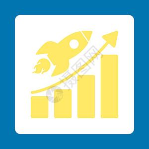 火箭图启动启动图标科学报告统计公司销售量字形生长技术黄色商业背景