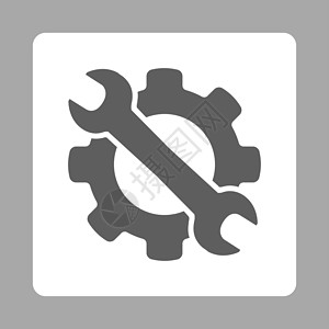工具APP系列图标服务图标控制维修工具银色字形作坊车轮灰色配置白色背景