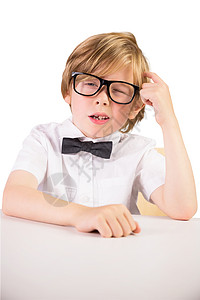 眼镜小素材可爱学生思维的复合形象学校白色学习专注教育早教小学领结童年数字背景