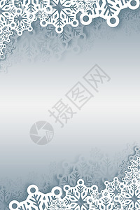 银银上白雪片边框白色节日庆典假期设计计算机插图绘图时候框架背景图片