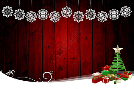 带树的圣诞树框喜庆绘图框架计算机时候礼物庆典红色展示假期背景图片