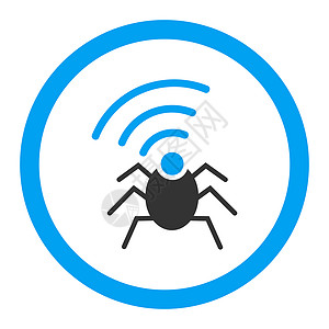 平蓝色和灰色的无线电间谍窃听器代理人蓝色漏洞收音机隐私昆虫秘密电脑天线间谍背景图片