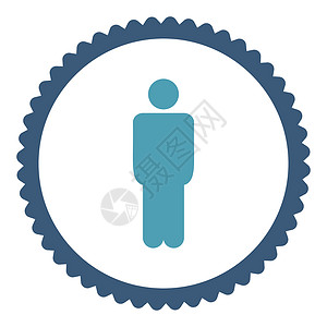 环形图平扁青青和蓝色环形邮票图标反射性格绅士青色帐户成人身份客户员工身体背景