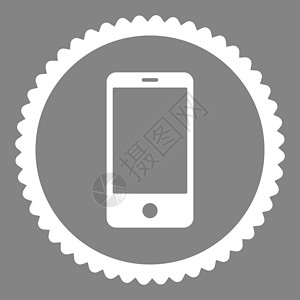 手机圆标素材智能手机平面白彩圆邮票图标反应棕榈框架灰色技术药片电子橡皮电脑字形背景