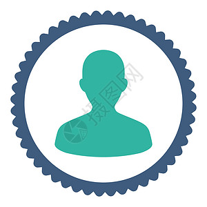 人头像图标用户平板钴和青青色环面邮票图标身份顾客身体帐户性格男人数字海豹化身男性背景