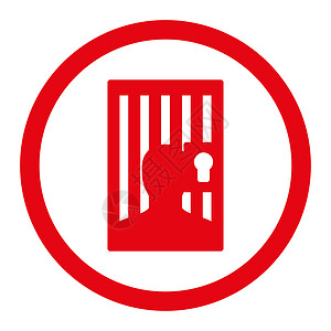 圆形门监狱平板红红色整形图形图标警察惩罚犯罪锁孔相机逮捕房间法官框架法律背景
