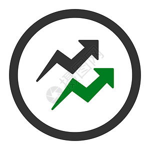 绿色走向箭头趋势图标商业预报圆形信息报告灰色统计进步市场图表背景