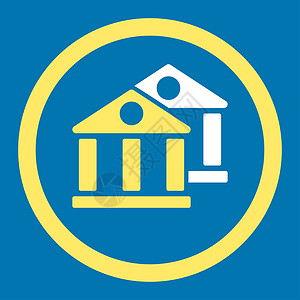 金融机构图标银行图标公寓背景字形办公室抵押财产建筑师银行业投资蓝色背景