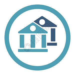 金融机构图标银行图标抵押房子建筑学金融大楼纪念碑建筑物公寓小屋圆圈背景