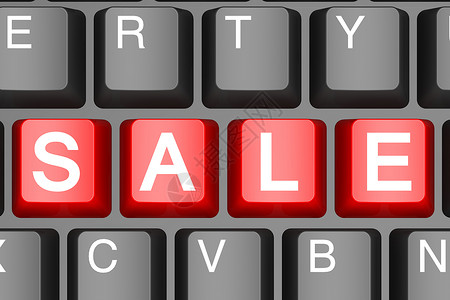 现代计算机键盘上的红色销售按钮背景图片