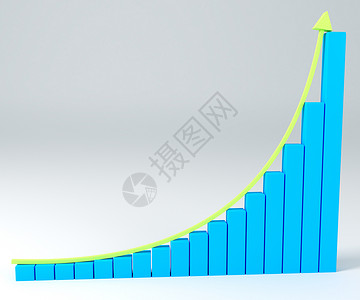 插条式图表向上箭头指数式前方的商务图表背景