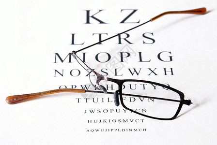 用眼视测试的眼镜损坏背景图片