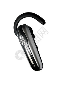 孤立的蓝牙耳机电脑麦克风白色技术细胞戒指耳朵讲话电子黑色背景图片