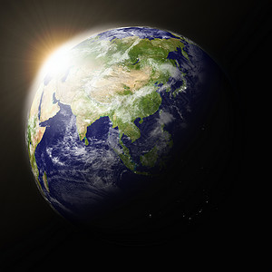 地球日落世界全球轨道宇宙太阳行星背景图片