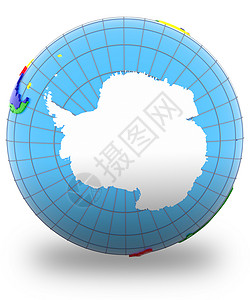 南极大陆地球上南极洲地理世界全球平行线白色阴影经络行星插图背景