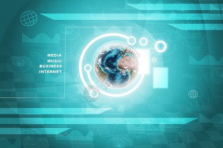 带图形的地球地球互联网音乐商业蓝色图形化图表概念背景图片