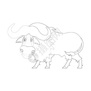 动物科幻素材插图 图画书系列 牦牛 软线 打印出来 用色彩让它栩栩如生！出色的轮廓/素描/线条艺术设计背景