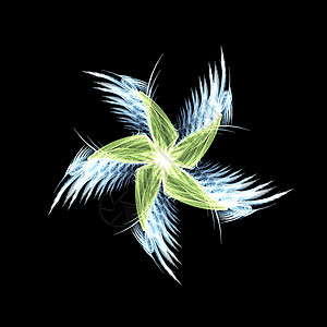 长纸条五角星插图 数字艺术设计 我不只是一朵花 我是“长着翅膀的花” 分形图形 梦幻般的抽象风格背景