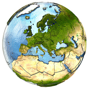 大陆女明星欧洲地球上的欧洲海洋宽慰插图国家世界大洲边框地形行星全球背景