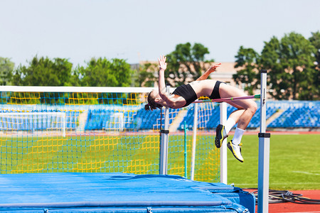 全能女孩宋茜运动员身高跳跃短跑体育场航班男人运动场地跳绳比赛行动训练背景
