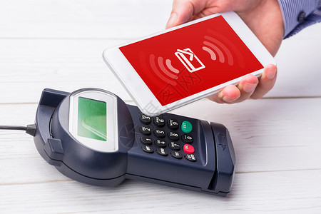 Wifi 连接的复合图像转账贸易无线购物支付设备预测电汇店铺信用卡背景图片