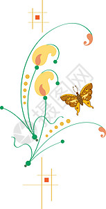 花朵上的蝴蝶模版夹子库存昆虫墙纸插图问候语概念性背景图片