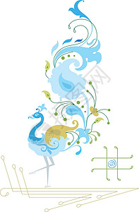 孔雀图案孔雀手笔漩涡夹子野生动物翅膀插图尾巴书法模版滚动羽毛设计图片