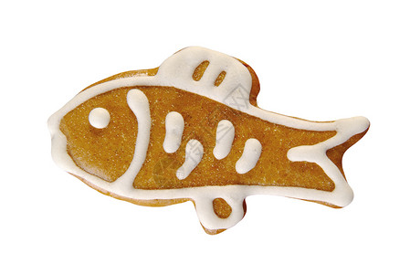 姜饼鱼饼干动物白色食物装饰棕色香料美食鲤鱼高清图片