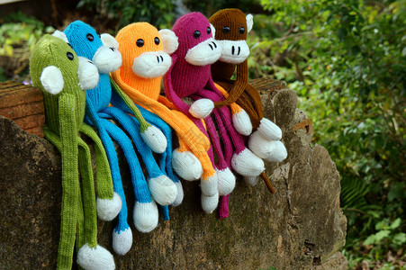 农历年编织猴子 符号 猴子的年份场景水果团体印象农历家庭人群针织猴年爱好背景