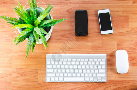 服务台工作空白商业电脑笔记白色桌子咖啡办公室职场背景图片
