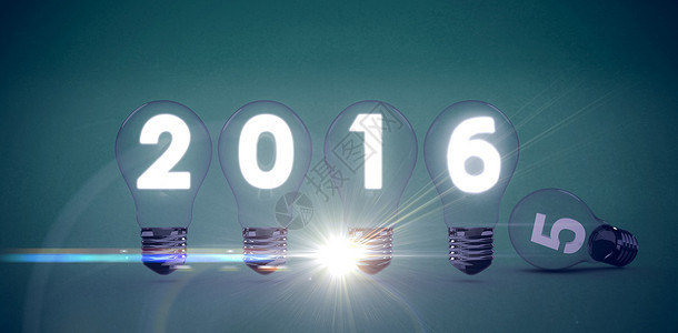 2016年带灯泡的复合图像创新新年背景图片