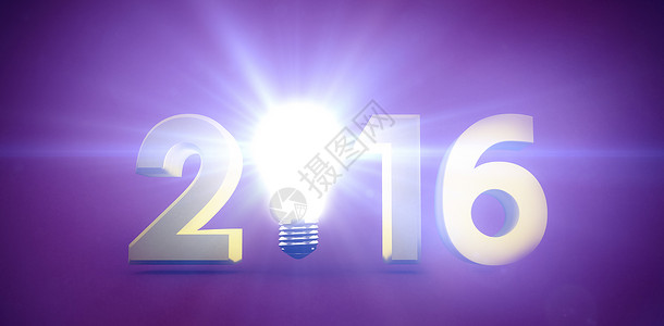 2016年带灯泡的复合图像新年创新背景图片
