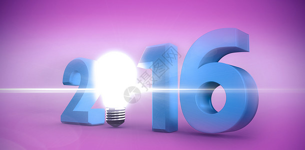 2016年带灯泡的复合图像创新新年背景图片