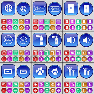 网页图网络光标 是的 橱柜 已售出 灭火器 声音 充电 爪子 家庭 一大套多色按钮背景
