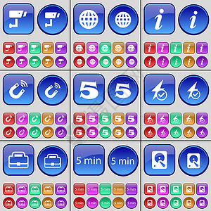 五福图硬盘闭路电视 地球仪 信息 磁铁 五 闪光灯 手提箱 5 分钟 硬盘 一大套多色按钮背景