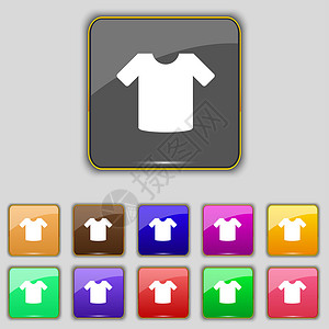 男女结合图T恤 衣服图标符号 设置为您网站的11个彩色按钮背景