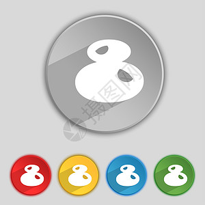 8个图标符号 一组有色按钮质量成就标签徽章邮票数字插图背景图片