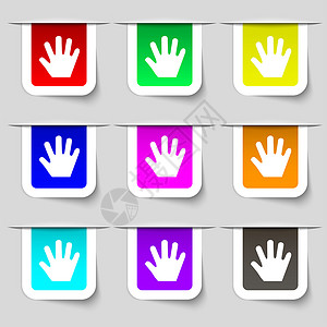 手势图标符号 您的设计要使用多色的现代标签背景图片