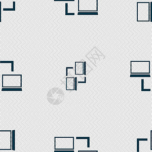 电脑形状素材同步标志图标 笔记本同步符号 数据交换 具有几何形状的无缝抽象背景手机徽章创造力插图圆圈电话邮票令牌海豹按钮背景