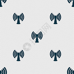 无线端界面Wifi 互联网图标标志 与几何纹理无缝模式中心电子收音机热点技术车站界面冲浪上网世界背景