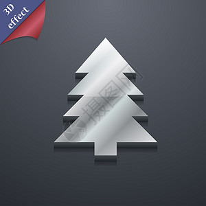 3d圣诞树圣诞树图标符号 3D 风格 Trendy 具有文本空间的现代设计 Rastrized创造力假期庆典质量令牌标签邮票按钮艺术徽章背景