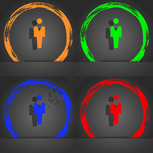 环保通用图标人 男人 男厕所图标符号 时尚的现代风格 在橙色 绿色 蓝色 绿色设计成员创造力邮票海豹标签用户男性男生质量徽章背景