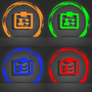 名称图标ID 身份证图标符号 时尚的现代风格 在橙色 绿色 蓝色 绿色设计背景