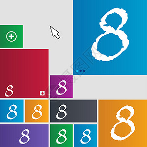 8个图标符号 一组有色按钮邮票插图徽章标签数字质量成就背景图片