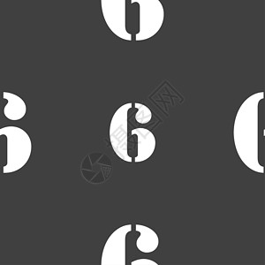 第六个图标符号 灰色背景上的无缝模式插图成就按钮数字质量标签邮票徽章背景图片