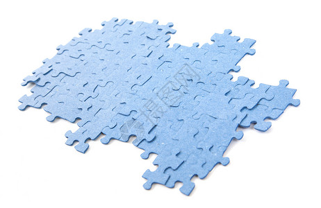孤立的连接的蓝色拼图解决方案团队合伙拼图游戏背景图片